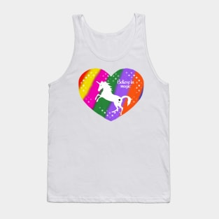 Unicorn believe in magic rainbow heart Tank Top